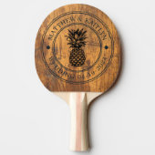 Chopping Block Pineapple Wedding Crest & Names 卓球ラケット (裏面)