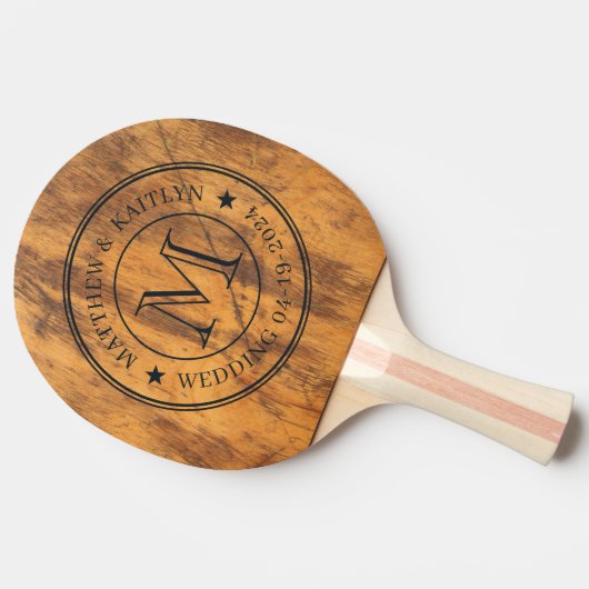 Chopping Block Wedding Monogram Star 卓球ラケット (横)