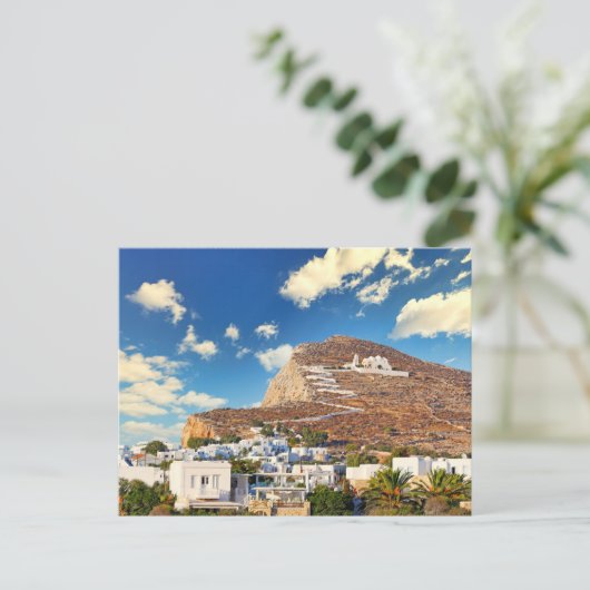 Chora with Panagia church in Folegandros ポストカード (スタンド正面)