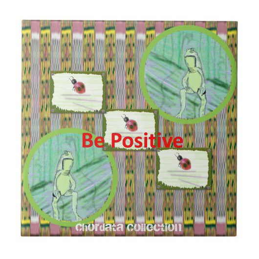 Chordataのコレクションのカエルおよびてんとう虫Trivetsへの タイル (正面)