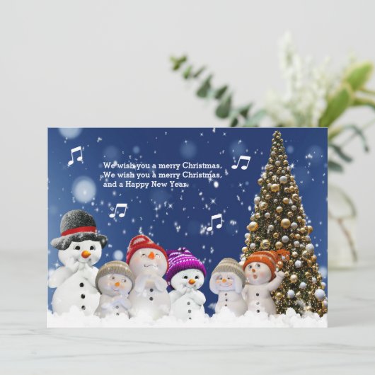 Chorus of Snowmen sing greetings - Personalize シーズンカード (スタンド正面)