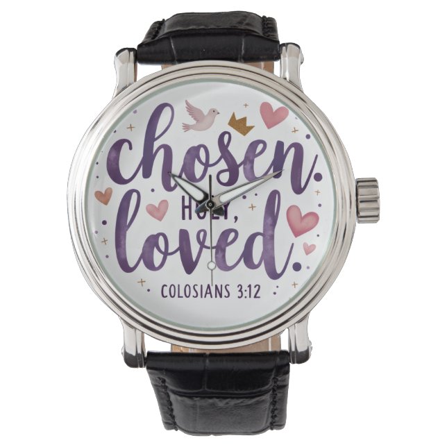 Chosen. Holy. Loved." Christian e-Watch  腕時計 (正面)