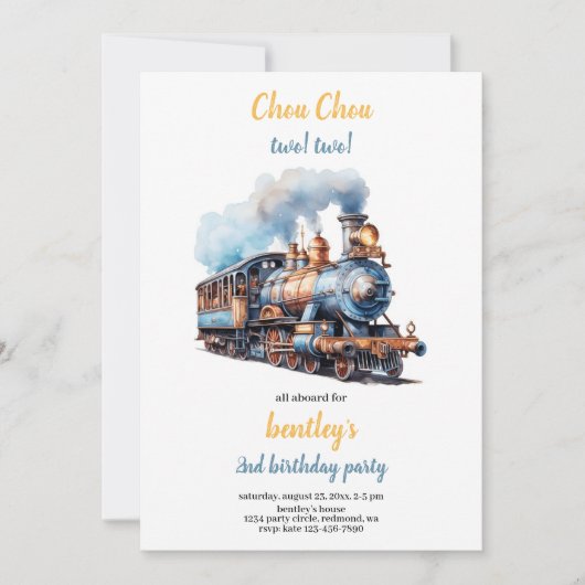 chou chou train birthday invitation 招待状 (正面)