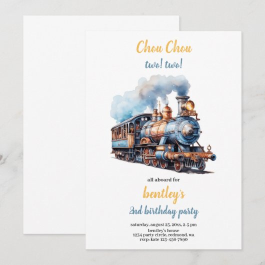 chou chou train birthday invitation 招待状 (正面/裏面)