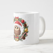 Chouette de Noël dans une couronne festive ジャンボコーヒーマグカップ (正面右)