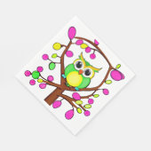 Chouette joyeuse dans un arbre multicolore スタンダードランチョンナプキン (角)