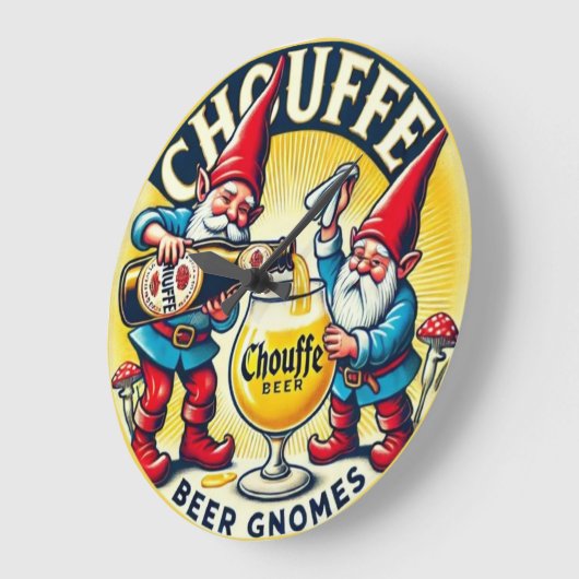 Chouffe Beer Gnomes Theme Design ラージ壁時計 (傾斜)