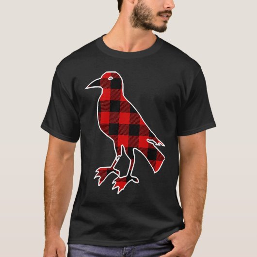 Chough Red Buffalo Plaid Bird Crow Matching PJ Fam Tシャツ (正面)
