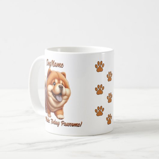 Chow Chow – 犬の名前の追加、変更文字 コーヒーマグカップ (正面左)