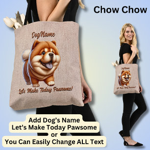 Chow Chow – 犬の名前の追加、変更文字 トートバッグ