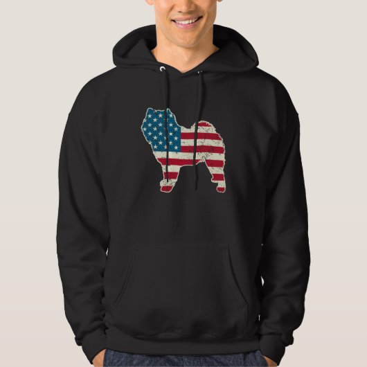 Chow Chow 4th of July Men Women USA American Flag  パーカ (正面)