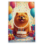 Chow Chow Birthday Celebration ミディアムペーパーバッグ (正面)