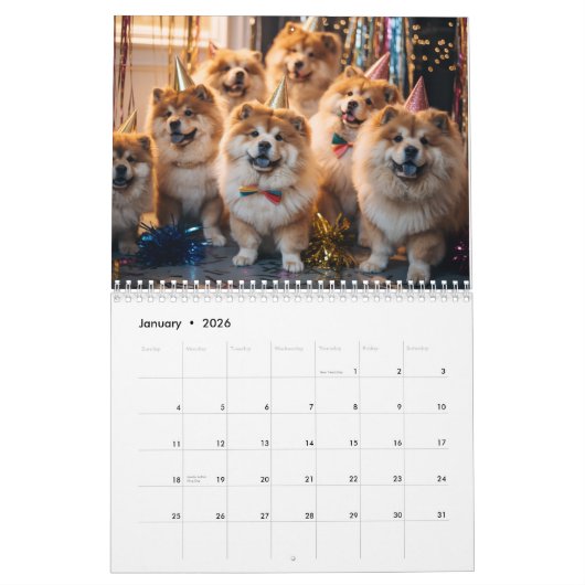 Chow Chow Calendar カレンダー (1月 2026)