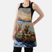 Chow Chow Christmas Boat Holiday エプロン (インサイチュ)