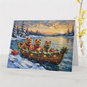 Chow Chow Christmas Boat Holiday カード (黄色い花)