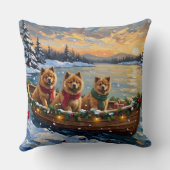 Chow Chow Christmas Boat Holiday クッション (裏面)
