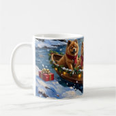 Chow Chow Christmas Boat Holiday コーヒーマグカップ (左)