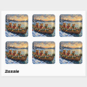 Chow Chow Christmas Boat Holiday スクエアシール (シート)