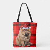 Chow Chow Christmas Dog Red Seasonal Plaid トートバッグ (裏面)