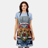 Chow Chow Christmas Red Truck Holiday エプロン (着用した状態)