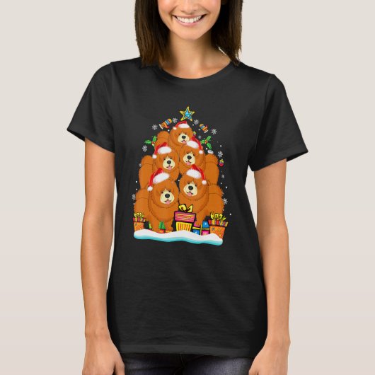 Chow Chow Christmas Tree Santa Hat Decorations Xma Tシャツ (正面)