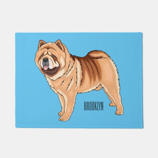Chow Chow dog cartoon illustration ドアマット (正面)
