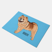 Chow Chow dog cartoon illustration ドアマット (アングル)