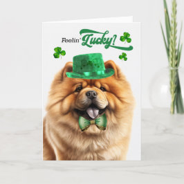 Chow Chow Dog Feelin' Lucky St Patrick's Day シーズンカード