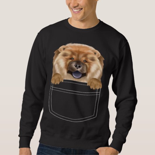 Chow Chow Dog In Pocket  Dog スウェットシャツ (正面)