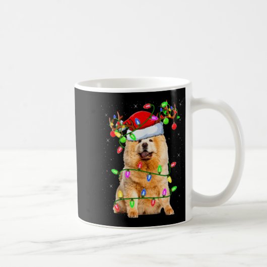 Chow Chow Dog Lover Xmas Lighting Santa Chow Chow コーヒーマグカップ (右)