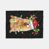 Chow Chow Dog Lover Xmas Lighting Santa Chow Chow  フリースブランケット (正面(横))