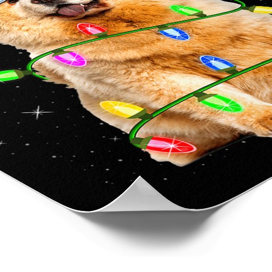 Chow Chow Dog Lover Xmas Lighting Santa Chow Chow  ポスター (角)
