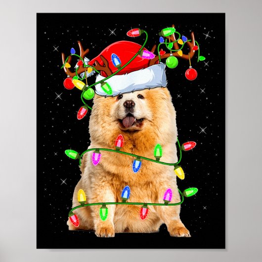 Chow Chow Dog Lover Xmas Lighting Santa Chow Chow ポスター (正面)
