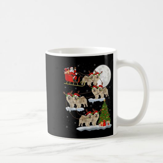 Chow Chow Dog Santa Sleigh Flying Funny Magical Ch コーヒーマグカップ (右)