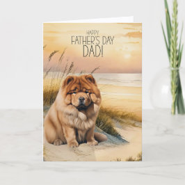 Chow Chow Dog Sunset Beach Father's Day シーズンカード
