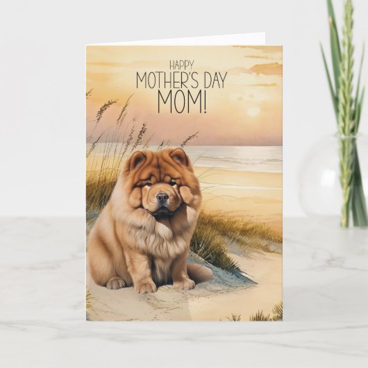 Chow Chow Dog Sunset Beach Mother's Day シーズンカード (正面)