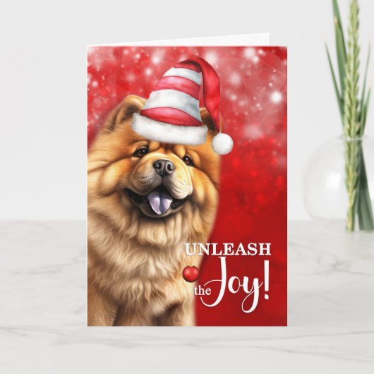 Chow Chow Dog Unleash the Joy Christmas シーズンカード (正面)