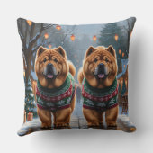 Chow Chow Dogs Christmas Snow Holiday  クッション (裏面)