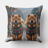 Chow Chow Dogs Christmas Snow Holiday  クッション (正面)