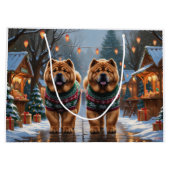 Chow Chow Dogs Christmas Snow Holiday ラージペーパーバッグ (裏面)