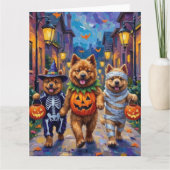 Chow Chow Dogs Trick-or-Treating Halloween Costume カード (正面)