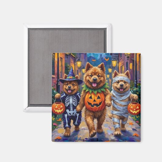 Chow Chow Dogs Trick-or-Treating Halloween Costume マグネット (正面/裏面)
