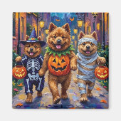 Chow Chow Dogs Trick-or-Treating Halloween Costume マグネット (正面)