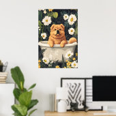 Chow Chow In Bathtub Poster, Funny Dog Poster ポスター (ホームオフィス)