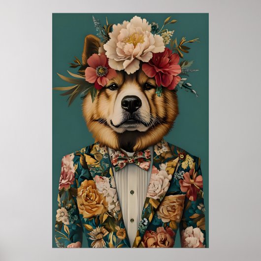 Chow Chow In Suit Poster, Chow Chow Portrait, Chow ポスター (正面)