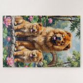 Chow Chow Lotus Garden Art ジグソーパズル (横)