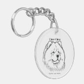 Chow Chow Portrait Black Line Illustration キーホルダー (正面左)