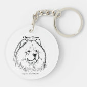 Chow Chow Portrait Black Line Illustration キーホルダー (裏面)