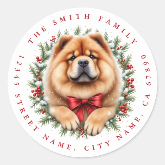 Chow Chow Round Stickers ラウンドシール (正面)