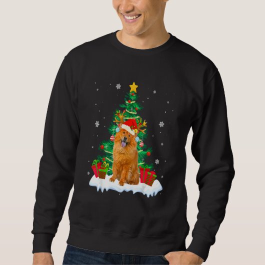 Chow Chow Santa Christmas Tree Light Pajama Dog Xm スウェットシャツ (正面)